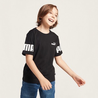 PUMA Logo Print T-shirt with Short Sleeves