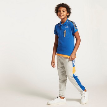 Kappa Printed Banda Tape Polo T-shirt with Short Sleeves and Zip Pocket