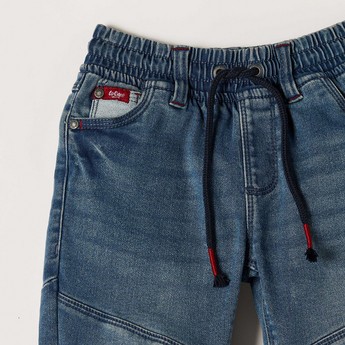 Lee Cooper Denim Jeans with Drawstring Closure and Folded Hem