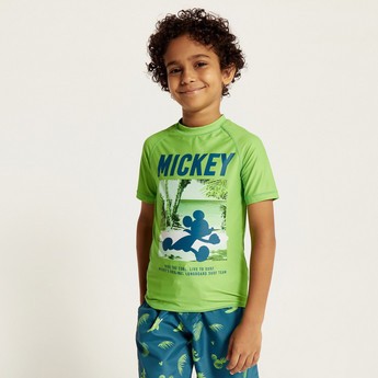 Disney Mickey Mouse Print 2-Piece Rash Guard Set