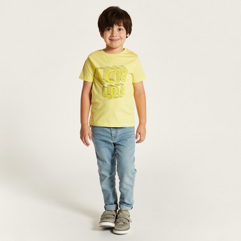 Lee Cooper Printed T-shirt with Crew Neck and Short Sleeves