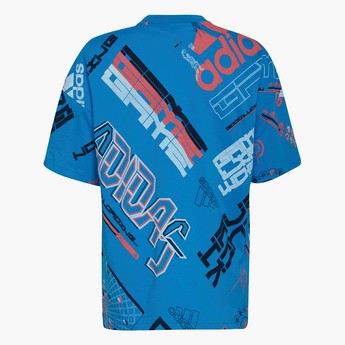 adidas Printed T-shirt with Crew Neck and Short Sleeves