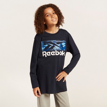 Reebok Graphic Print T-shirt with Long Sleeves