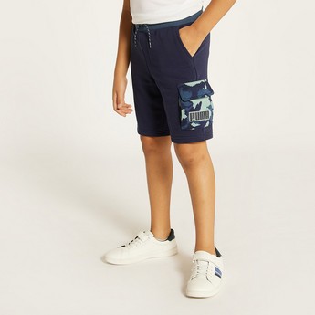 PUMA Solid Shorts with Drawstring Closure and Pockets