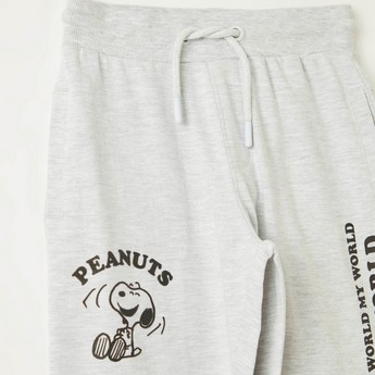 Peanuts Print Joggers with Drawstring Closure