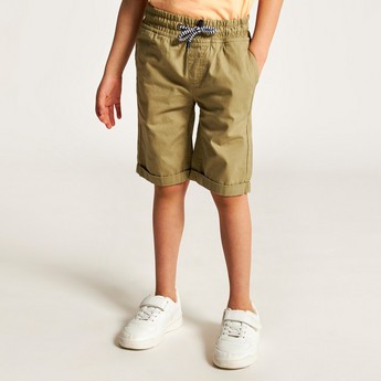 Juniors Solid Shorts with Pockets and Drawstring Closure