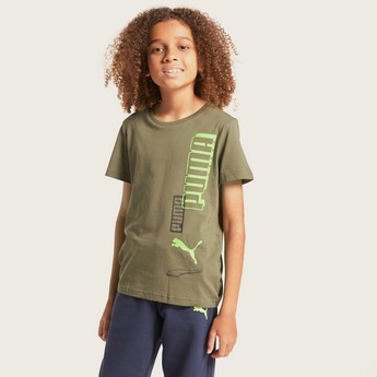 PUMA Graphic Print T-shirt with Short Sleeves