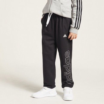 adidas Logo Print Jog Pants with Drawstring Closure and Pockets