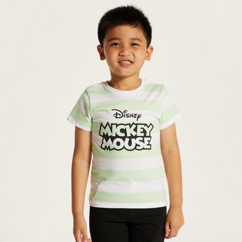 Disney Mickey Mouse Print Crew Neck T-shirt and Shorts Set