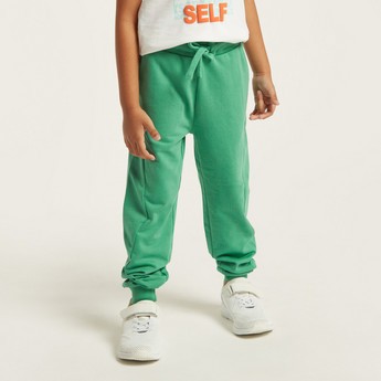 Juniors Solid Jog Pants with Pockets and Drawstring Closure