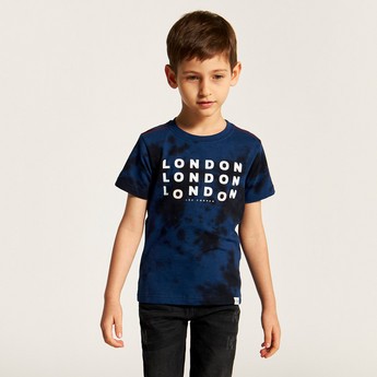 Lee Cooper Graphic Print Round Neck T-shirt with Short Sleeves