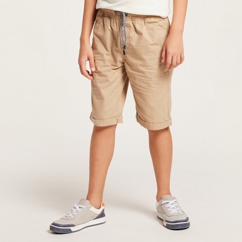 Juniors Solid Shorts with Pockets and Drawstring Closure