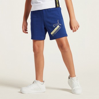 Puma Logo Print Shorts with Pocket Detail and Elasticised Waistband