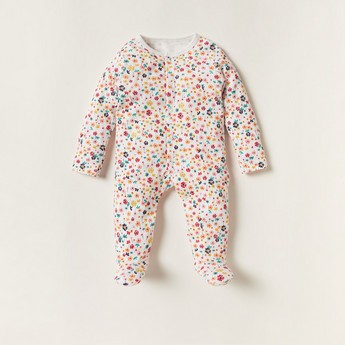 Juniors Printed Sleepsuit with Long Sleeves and Button Closure - Set of 3