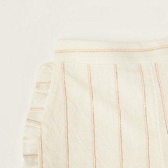 Giggles Striped Shorts with Elasticised Waistband and Ruffle Detail