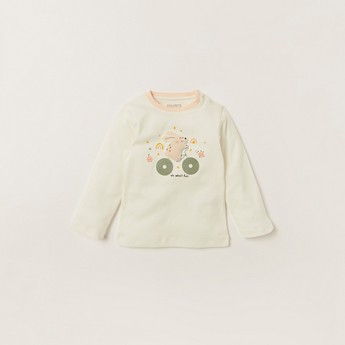 Juniors Printed Crew Neck T-shirt and Pyjama Set