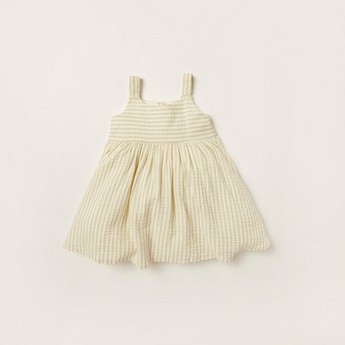 Giggles Striped Sleeveless A-line Dress and Cap Set