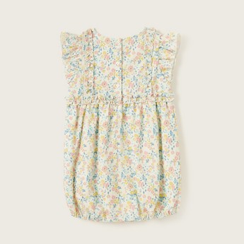 GIggles All-Over Floral Print Romper with Cap Sleeves