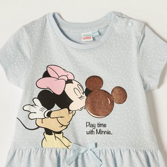 Disney Minnie Mouse Print Dress with Short Sleeves