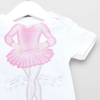 Just Add A Kid Ballerina Print Bodysuit with Round Neck