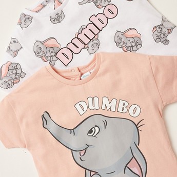 Disney Dumbo Print Crew Neck T-shirt with Short Sleeves - Set of 2