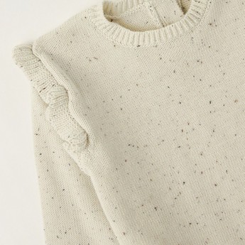 Giggles Textured Pullover with Long Sleeves and Ruffles