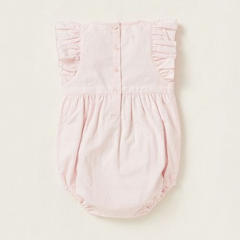 Giggles Ruffle Detailed Romper with Round Neck