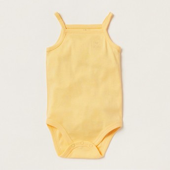 Juniors Solid Sleeveless Bodysuit with Snap Closure - Set of 2