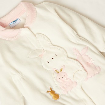 Juniors Rabbit Embroidered Closed Feet Sleepsuit with Long Sleeves