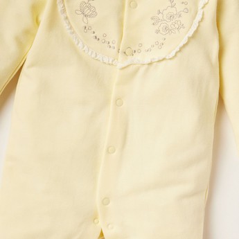 Giggles Embellished Closed Feet Sleepsuit with Long Sleeves