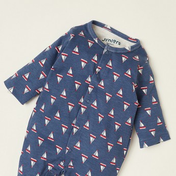 Juniors All-Over Printed Closed Feet Sleepsuit with Long Sleeves