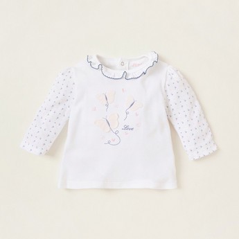 Juniors Embroidered T-shirt and Full Length Pyjama Set