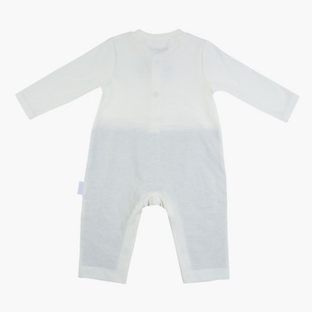 Giggles Textured Sleepsuit with Long Sleeves and Bow Applique Detail