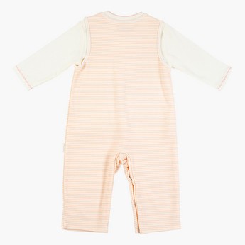 Juniors Striped Sleepsuit with Round Neck and Long Sleeves