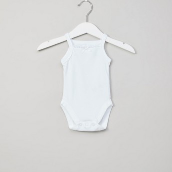 Juniors Plain Sleeveless Bodysuit with Press Button Closure - Set of 3