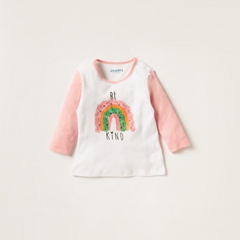 Juniors Printed Round Neck T-shirt and Pyjama Set