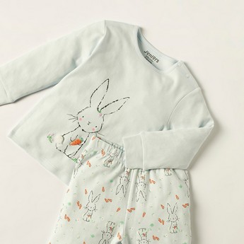 Juniors Bunny Print Long Sleeves T-shirt and Pyjama Set