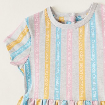 Expo 2020 Striped Dress with Short Sleeves