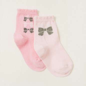 Juniors Printed Socks with Scalloped Hem - Pack of 2