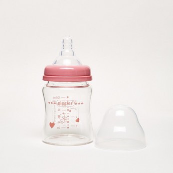 Giggles Printed Glass Feeding Bottle - 120 ml