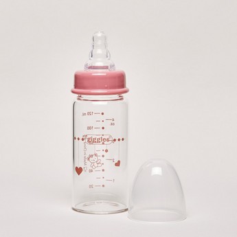 Giggles Printed Glass Feeding Bottle - 120 ml