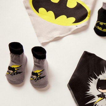 Batman Print 4-Piece Bib and Booties Set