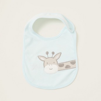 Juniors Giraffe Embroidered Detail Bib with Press Button Closure