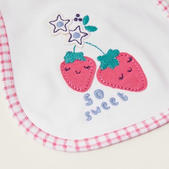 Juniors Strawberry Embroidered Bib with Snap Button Closure