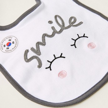 Juniors Slogan Print Bib with Button Closure