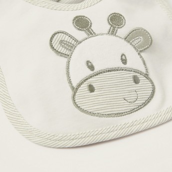 Juniors Giraffe Embroidery Bib with Press Button Closure