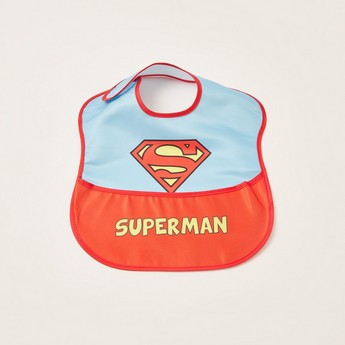 Superman Print Bib with Hook and Loop Closure - Set of 2