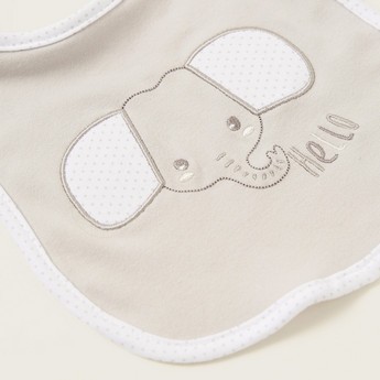 Juniors Elephant Embroidered Bib with Press Button Closure