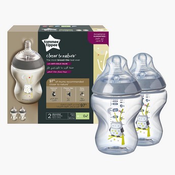 Tommee Tippee Closer To Nature 2-Piece Printed Feeding Bottles Set - 260 ml