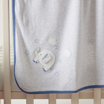 Juniors Striped Receiving Blanket with Embroidered Detail